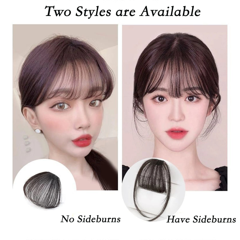 Clip In Bangs Brown Fake Bangs Extensions Wispy Clip on Air Bangs for Women Fringe with Temples Hairpieces Curved Bangs