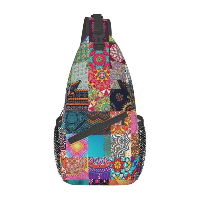 African Kente Cloth Design Sling Bag for Traveling Traditional Africa Ethnic Pattern Chest Crossbody Backpack Shoulder Daypack