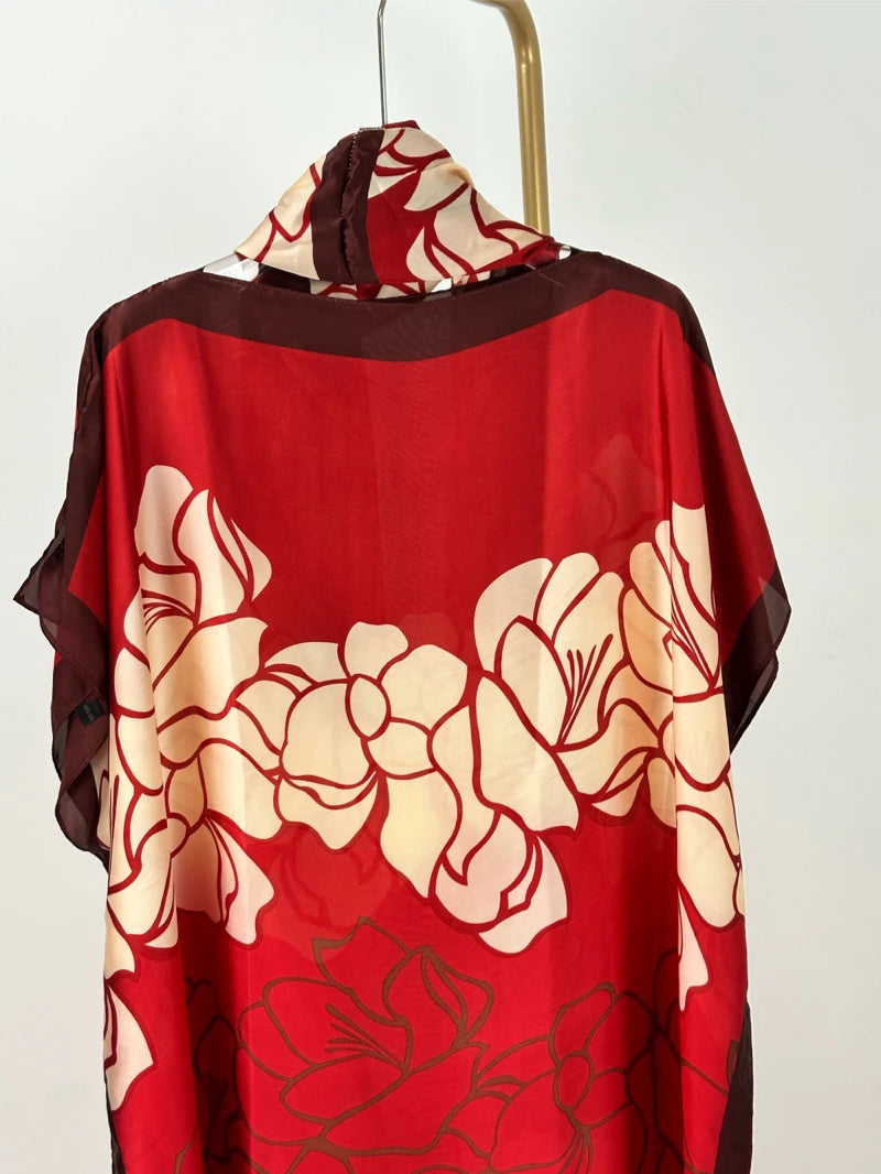 Vestido Kaftan de manga curta feminino, vestido maxi elegante com gola redonda com hijab, todo o padrão, roupas tamanho grande