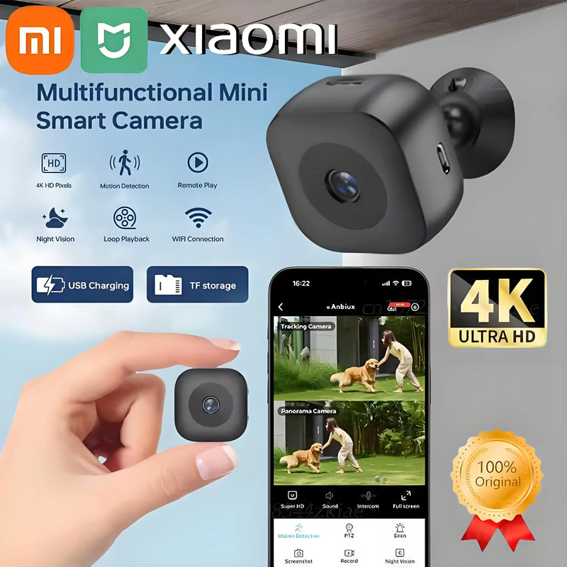 Xiaomi 4k mini câmera wifi ip/ap monitoramento remoto filmadora de detecção móvel portátil câmera de segurança vigilância em casa inteligente