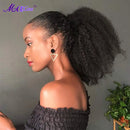 Mogolian afro kinky encaracolado cordão rabo de cavalo remy extensões de cabelo humano 3c 4a 10-24 polegada longo kinky clipe na extensão de rabo de cavalo