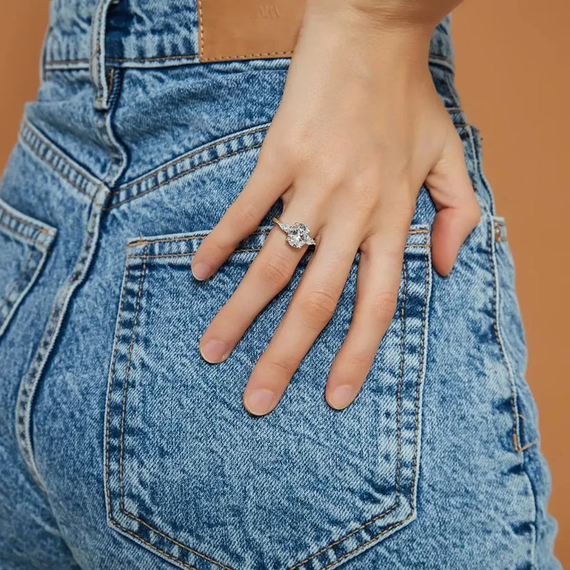 Trumium 3ct 925 prata esterlina anéis de noivado 3 pedras zircônia cúbica cz anéis de promessa de casamento alianças de casamento para mulheres