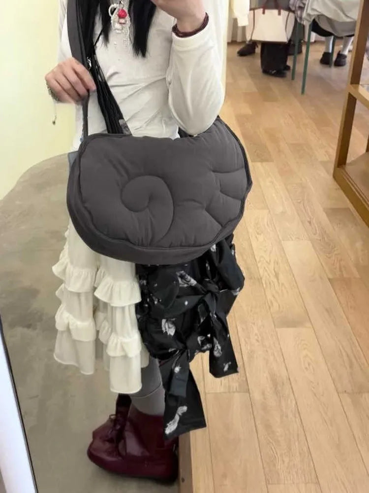 Cute Angel Wing Design Casual Zipper Crossbody Cloud ape Bag Versatile Single oulder Bag Korean Sle Medium Size Cotton Bag