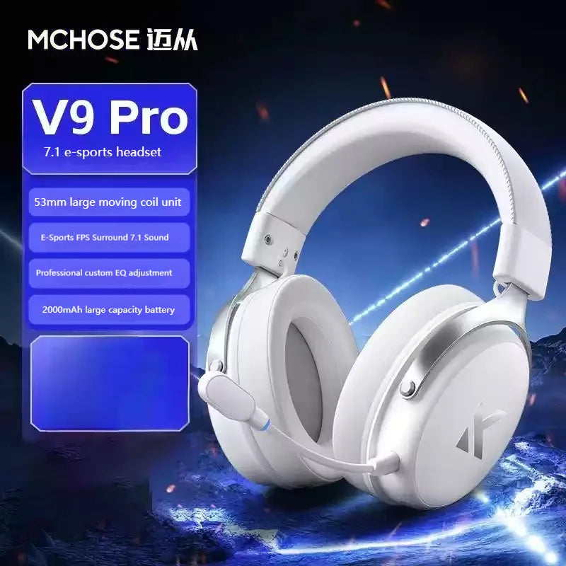 MCHOSE V9 pro E-Sports Headset com microfone Tri-Mode Gaming USB sem fio 7.1 canais Som surround Fones de ouvido de áudio portáteis