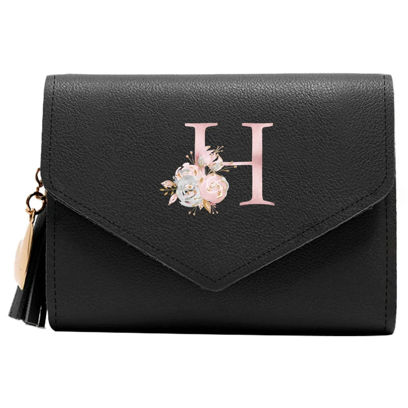 Purse Female Mini Wallet Cute Purse Pink Flower Pattern Slim Wallet RFID Blocking Credit Card Holder Coin Pocket ID Window