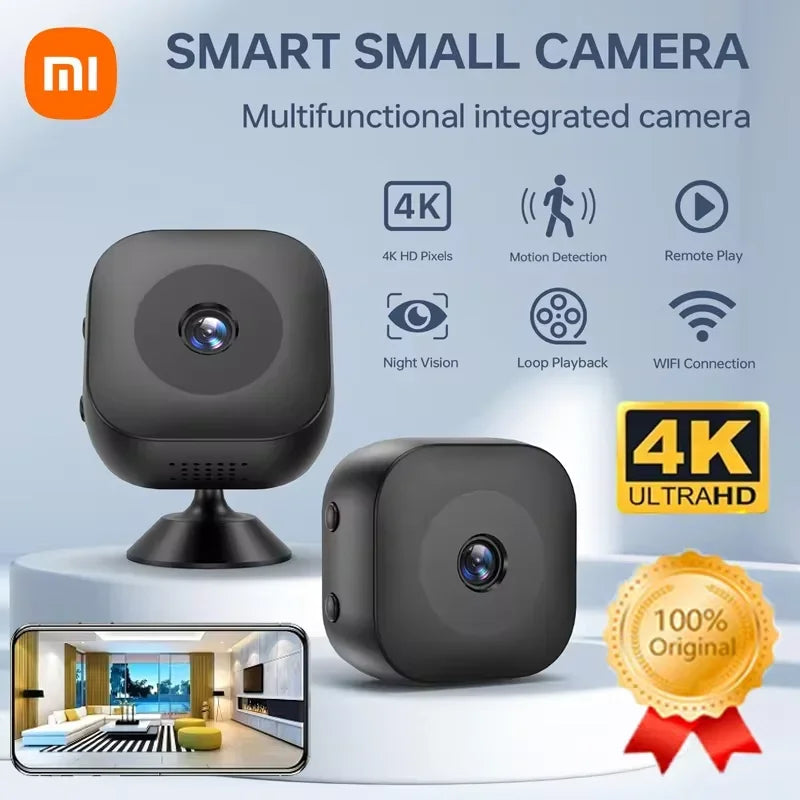 Xiaomi 4k mini câmera wifi ip/ap monitoramento remoto filmadora de detecção móvel portátil câmera de segurança vigilância em casa inteligente