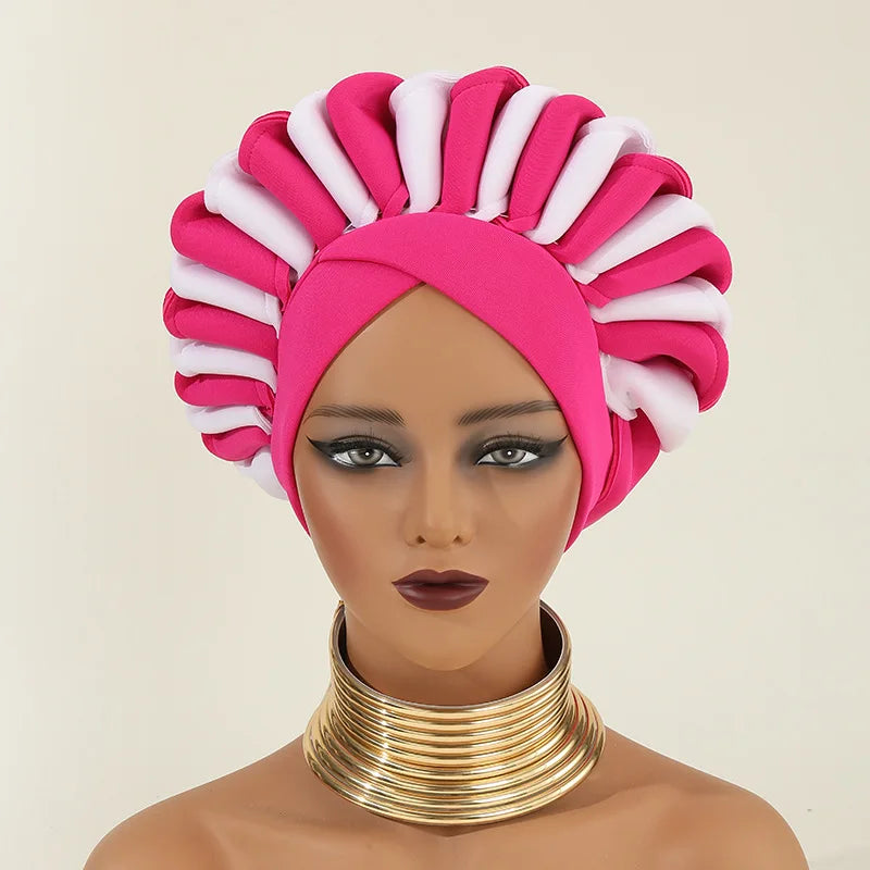 Handmade Africano Auto Gele Headties, Tampas de Turbante Feminino, Envoltório de Cabeça das Mulheres, Aso Oke, Chapéus de Casamento Nigeriano Tradicional, Ready to Wear