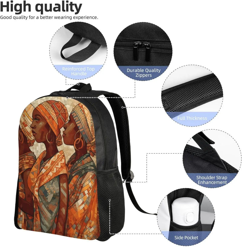 Africa Ethnic Pottery Cute Backpack Waterproof Lightweight Laptop Backpack Shoulder Bag Casual Daypack For Women Men