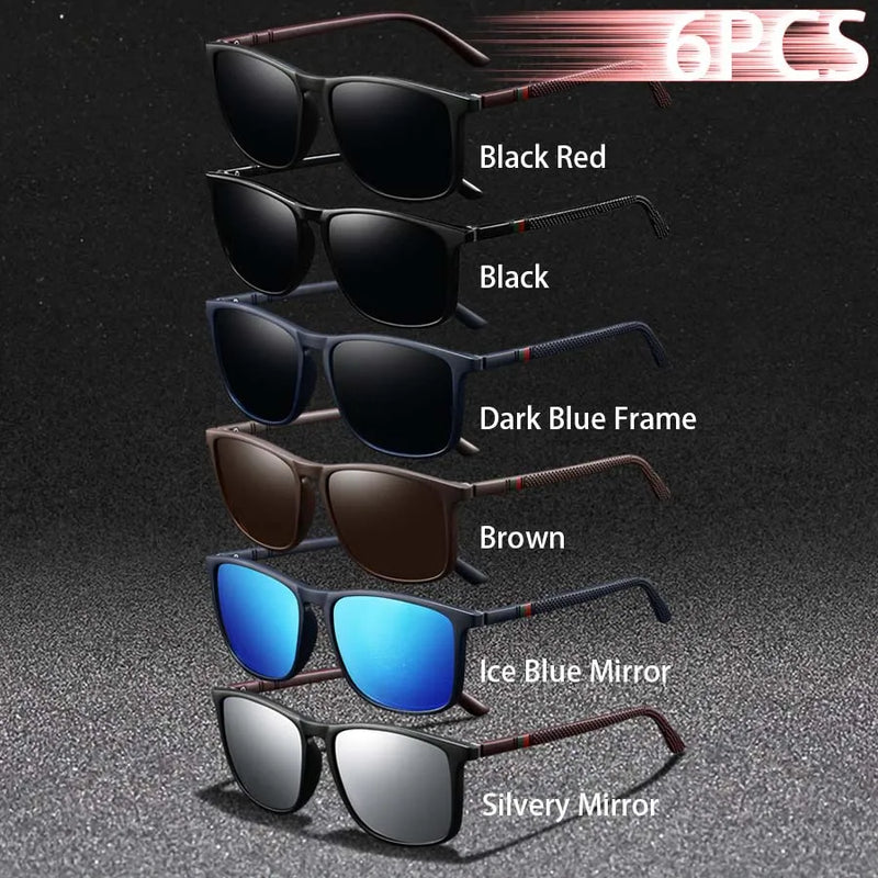 6 pçs moda quadrado uv400 óculos de sol das mulheres dos homens condução pesca caminhadas colorido na moda leve ao ar livre óculos