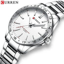 Curren 8452 prata branco presente quartzo homem de negócios relógio de pulso masculino relógio de quartzo simples luxo militar do exército à prova dwaterproof água relógio masculino
