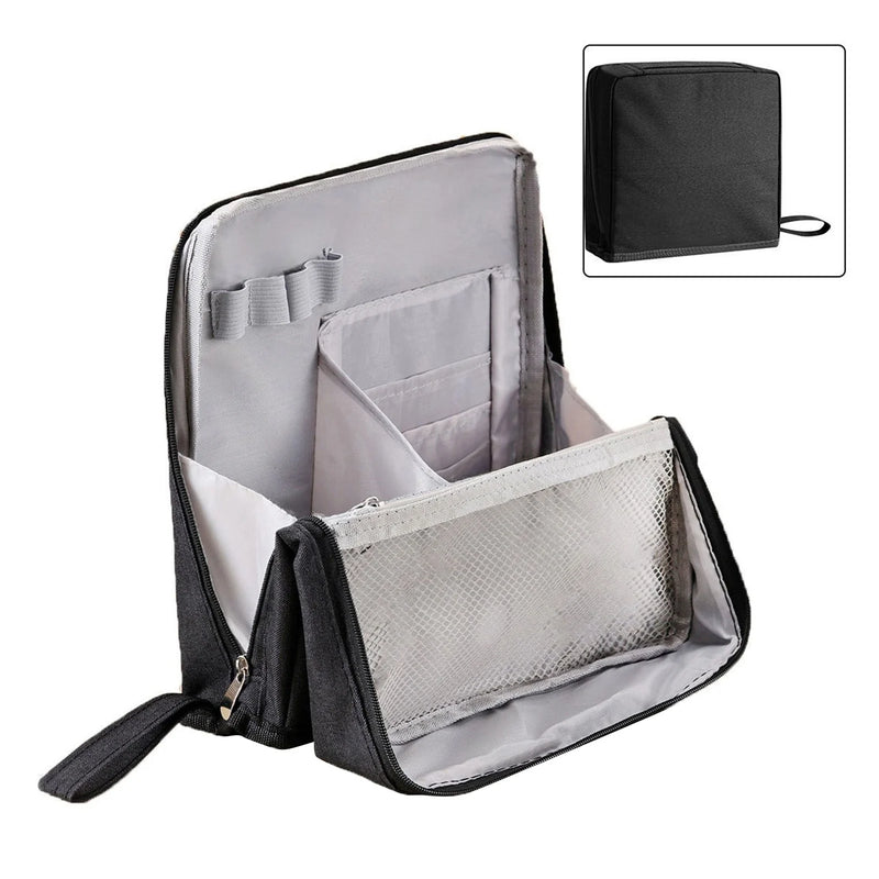 Portable Vertical Cosmetic Bag Double Opening Large Capacity Storage Bag Multi-Purpose Oxford Makeup Pouch with Compartments
