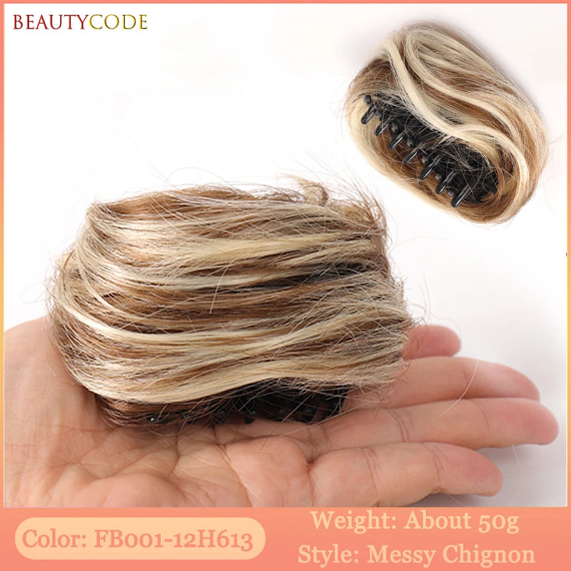 BEAUTYCODE Synthetic Clip-on Hair Bun Elastic Band Hair Messy Chignon Extension Scrunchie Hairpiece For Women and Kids