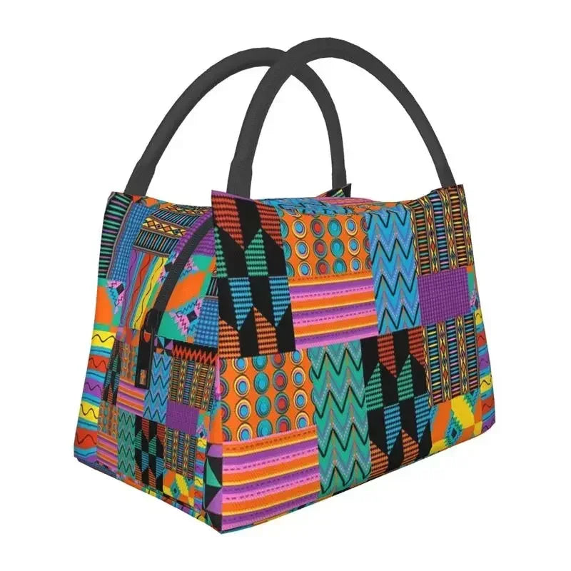 African Ethnic Tribal Pattern Insulated Lunch Bags for Women Africa Ankara Print Cooler Thermal Bento Box Office Picnic Travel