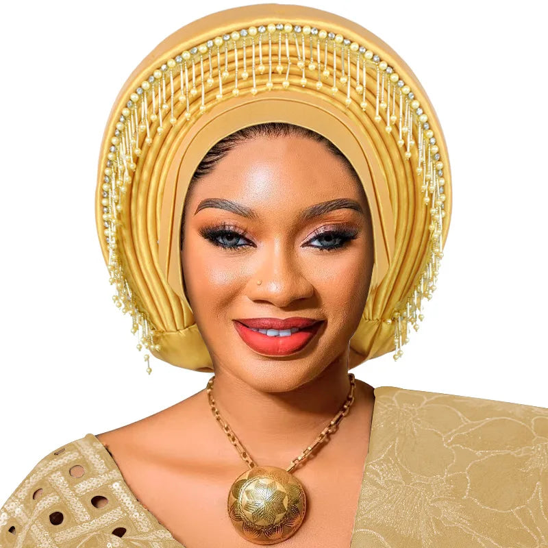 Already Made African Headtie Women's Turban Cap Female Head Wraps Nigeria Wedding Auto Geles Party Headwear Hat African Headtie
