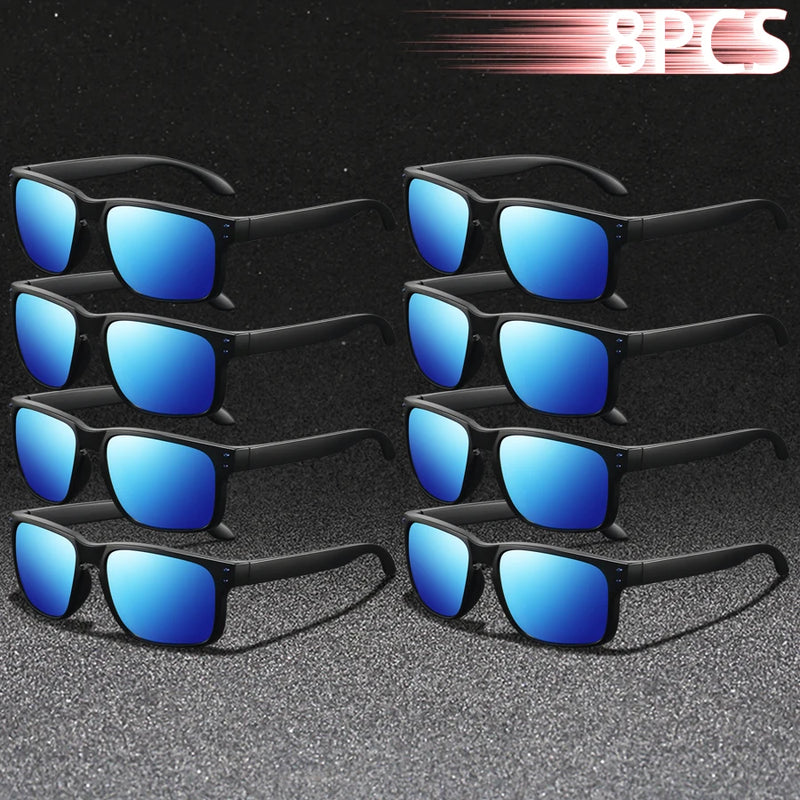 8 pçs moda clássico quadrado uv400 óculos de sol das mulheres dos homens dirigindo colorido na moda leve ao ar livre óculos