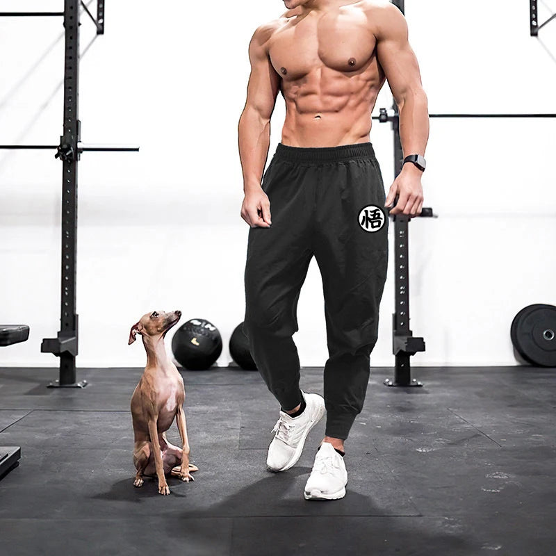 Gym Bodybuilding Fitness Trousers Mens Breathable Casual Training Pants Summer Thin Loose Quick-dry Cuffed Running Sweatpants