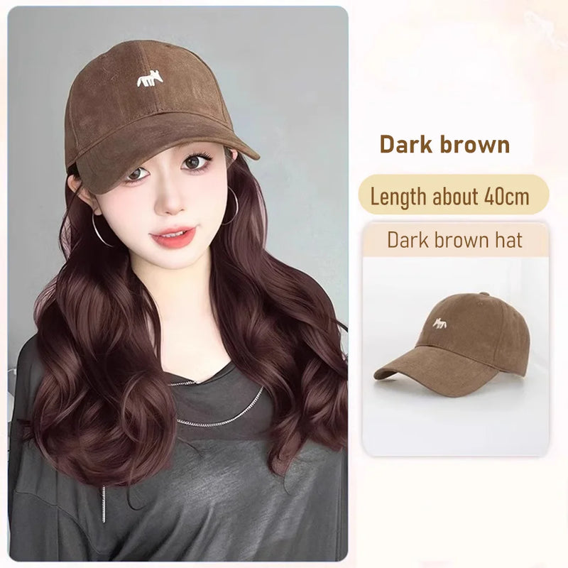 synthetic 30/40cm45cm wig baseball cap long straight hair wig duck tongue cap bobble head curly hair ponytail bob Christmas gift