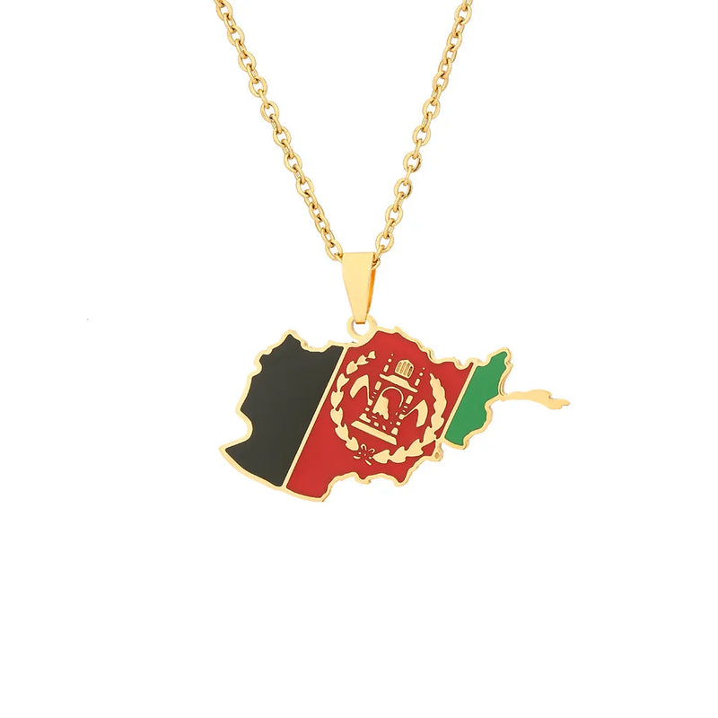 stainless steel Afghanistan map necklace couple style ethnic style popular personality dripping titanium steel