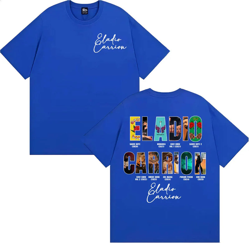 Rapper Eladio Carrion Album Cover 2025 Tour T Shirt Men Women Vintage 90s Hip Hop Street T-shirts Casual Loose Oversized T-shirt