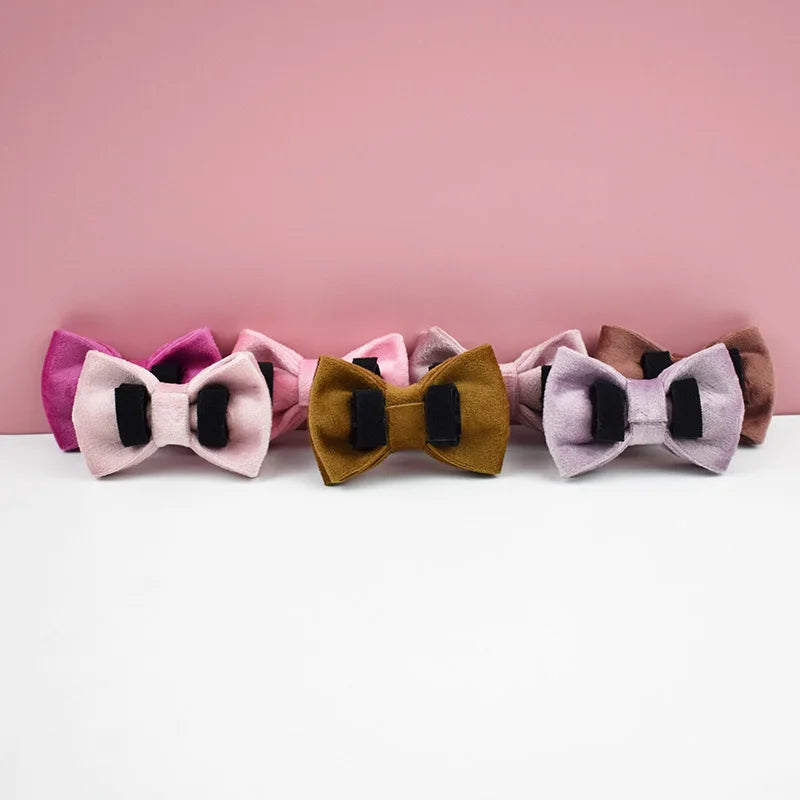 Cat Supplies Velvet Cat Collar Personalized Cat Collar with Name Plate Bell Bow tie Custom Engrave Collars for Cat