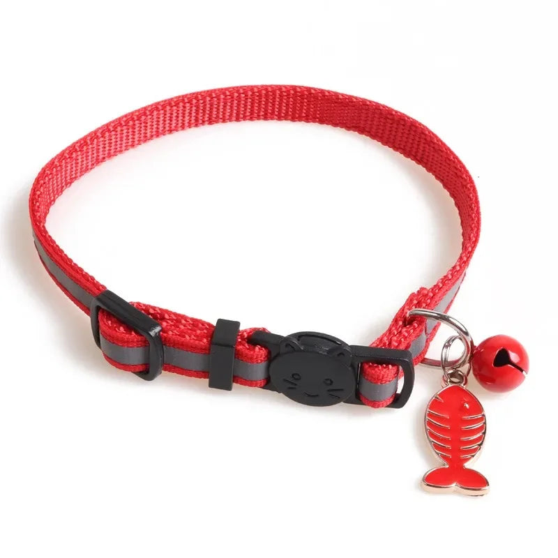 Pet Collar Colorful Reflective Cats Dog Collars with Bell Adjustable Pet Collar for Small Dogs Collars with Bells Pet Supplies