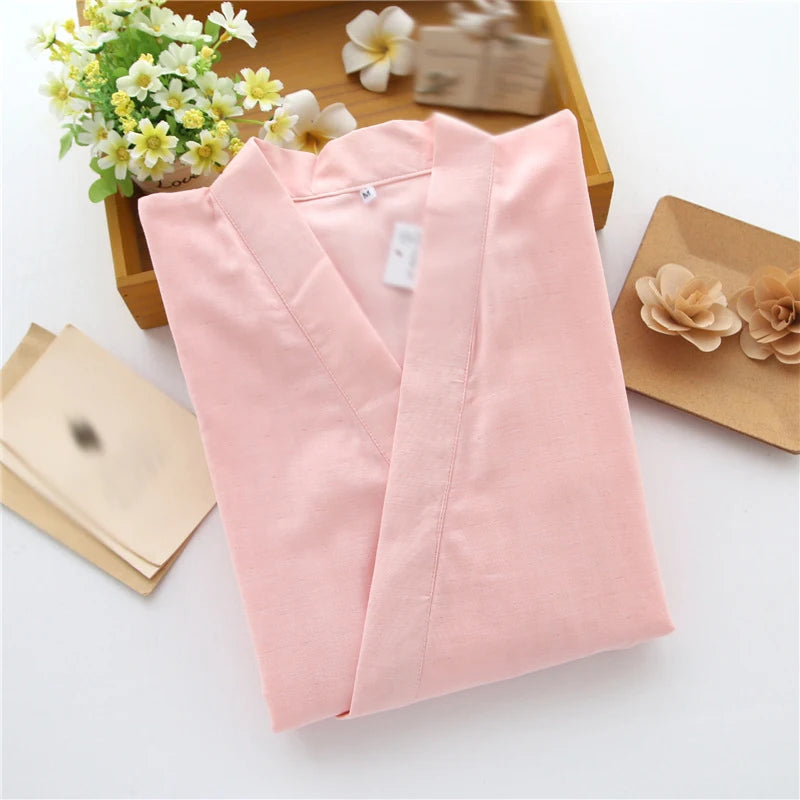 Couple Cotton Pajamas Suit Japanese Style Kimono Yukata Sleepwear Tops Pants Set Indoor Home Bathing Costume Women Men Gift