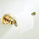 Conjunto de acessórios de banheiro de latão vendido, gancho de roupão, suporte de papel, barra de toalha, anel de toalha, conjuntos de banheiro, toalheiro dourado ht- 810900 -T