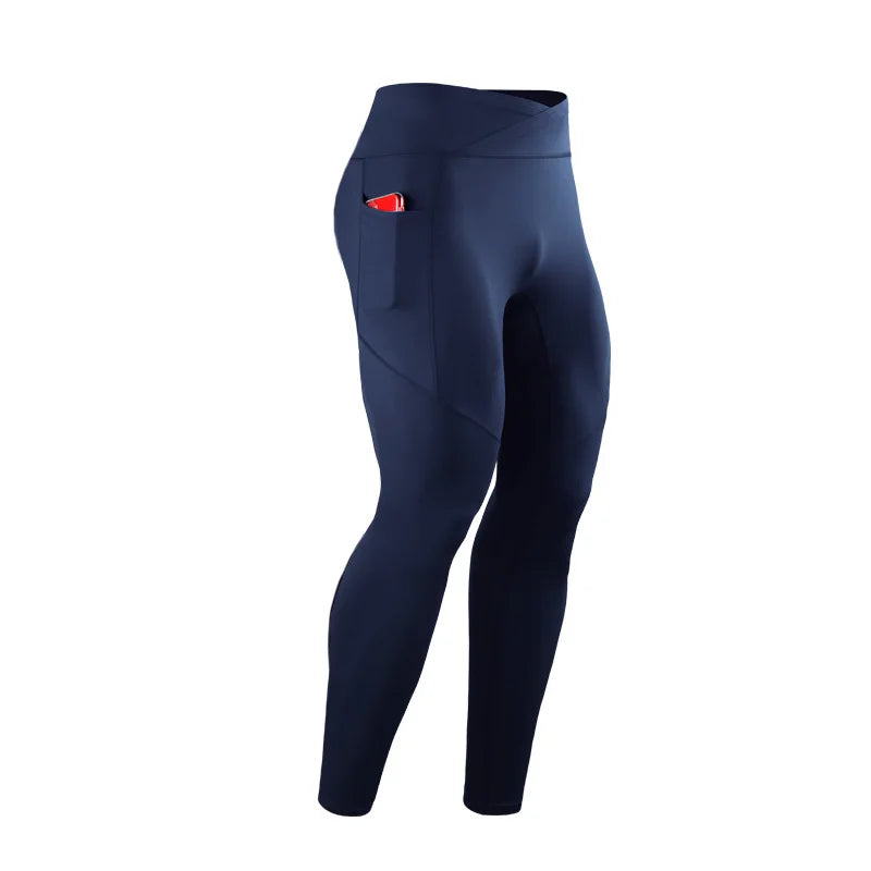 Summer Spring Autumn Men Running Tights GYM Pocket Pants Male Basketball Football Soccer Fitness Exercise Sport Long Leggings 24