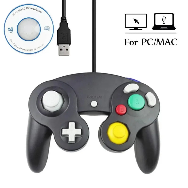 Controlador de jogo com fio para GameCube NGC Joystick de gamepad com fio de botão único para console de jogos NGC