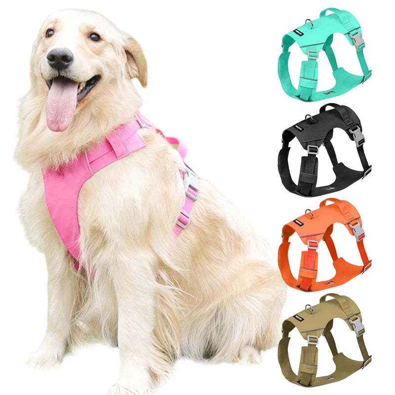 Arnês para cães atualizado, colete tático de nylon à prova d'água para cães pequenos, médios e grandes, refletivos, acessórios para cães de estimação