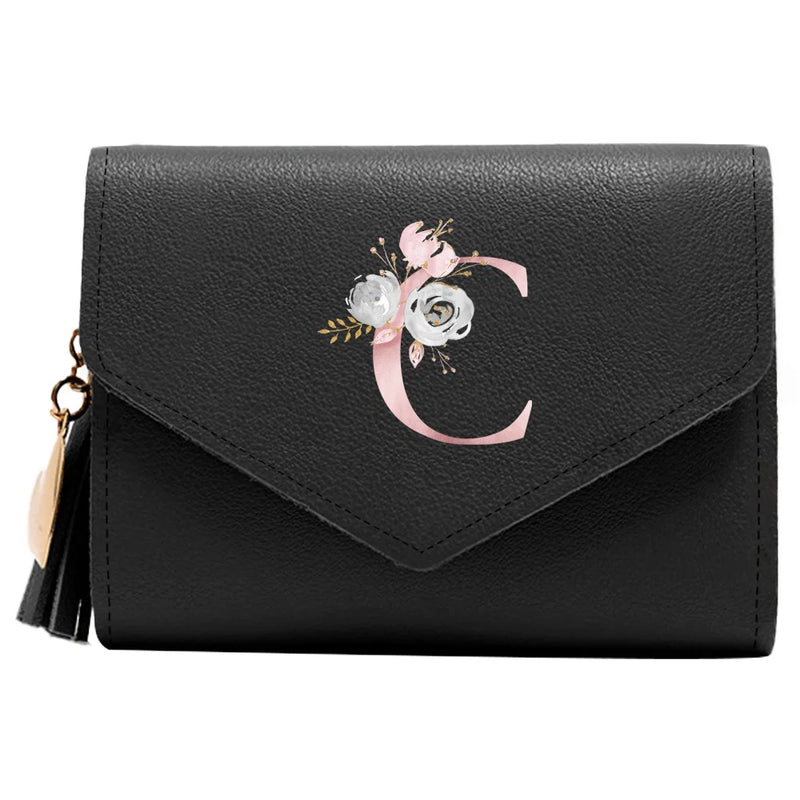 Purse Female Mini Wallet Cute Purse Pink Flower Pattern Slim Wallet RFID Blocking Credit Card Holder Coin Pocket ID Window