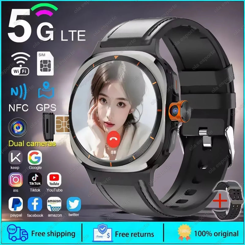 2025 novo relógio inteligente 4g/5g sim completo netcom wifi nfc gps 32gb relógios para homem 32gb de armazenamento câmera hd smartwatch para ios/android