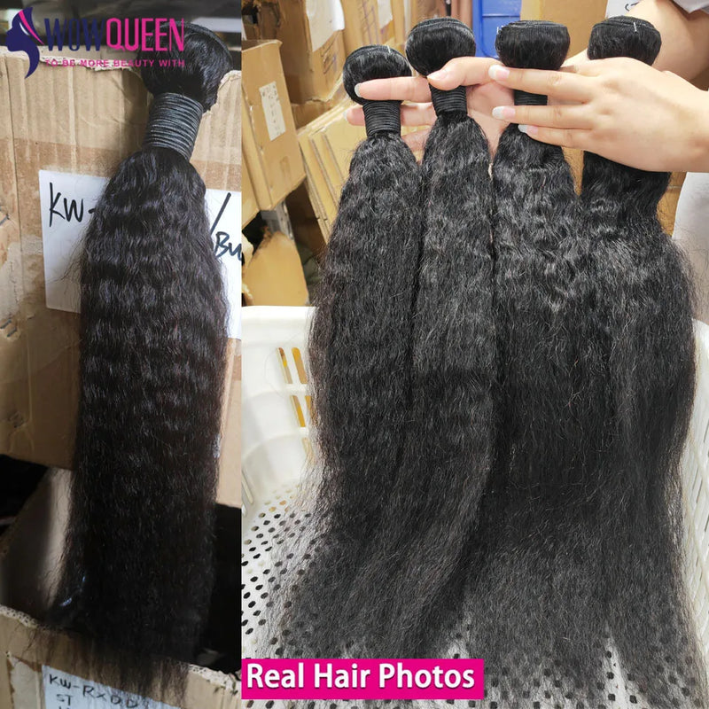 30 32 Inch Kinky Straight Human Hair Bundles Yaki Straight Brazilian Raw Hair Bundles 100% Remy Human Hair Extensions 1/3/4pcs