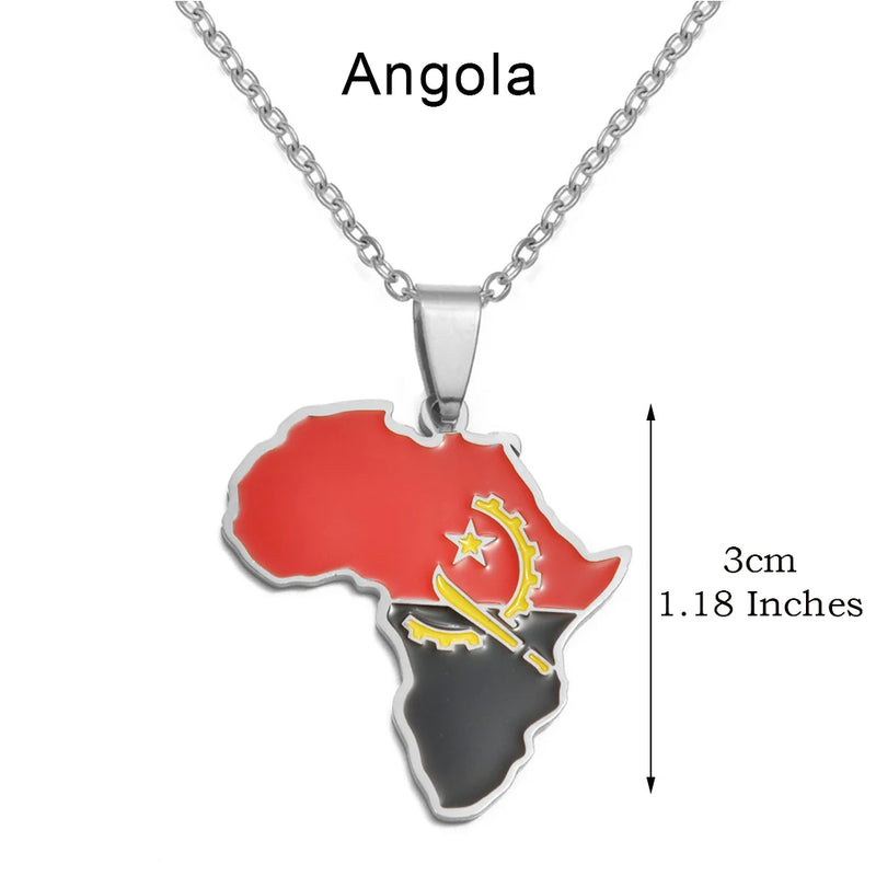 Anniyo 3CM Hip-hop Africa Map Pendant Necklaces Stainless Steel Algeria Morocco Egypt Tunisia Libay Jewelry