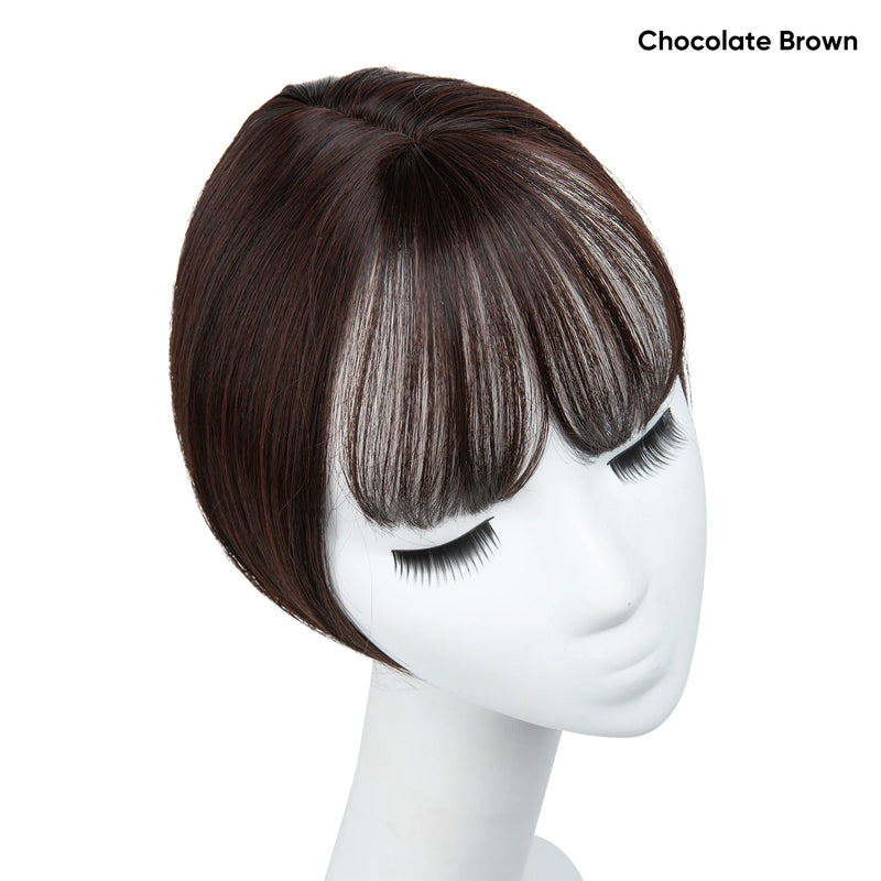 Clipe sintético em cobertura de cabelo com franja, reto, sobrecarga, natural, substituição invisível, capa branca estrondo, 10"