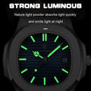 Poedagar relógio de luxo negócios 50 atm à prova dwaterproof água relógio masculino luminoso data aço inoxidável quadrado quartzo relógios reloj hombre