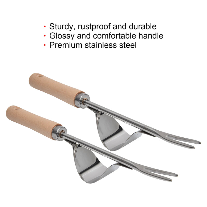 2 pçs jardim mão capinador de aço inoxidável resistente à ferrugem alça brilhante ferramenta remoção ervas daninhas jardim mão capinador