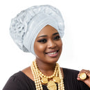 Moda feminina elástico plissado turbante africano boné senhora cabeça envolve nigeria casamento auto gele headtie festa chapelaria chapéu
