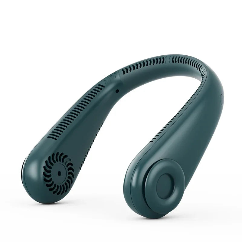 Ventilador de pescoço pendurado recarregável USB Mini banco de potência portátil sem folhas embutido para viagens, esportes, escritório doméstico