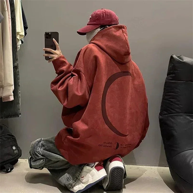 Spring Moon Graphic Y2K Hoodie Men's Harajuku Fashion Streetwear Pullover Hoodies Unisex Hip Hop Oversize Hooded Sweatshirts