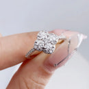 Anel de moissanite de prata esterlina s925 de 0,4 quilates com design de trevo de quatro folhas joias de prata pura