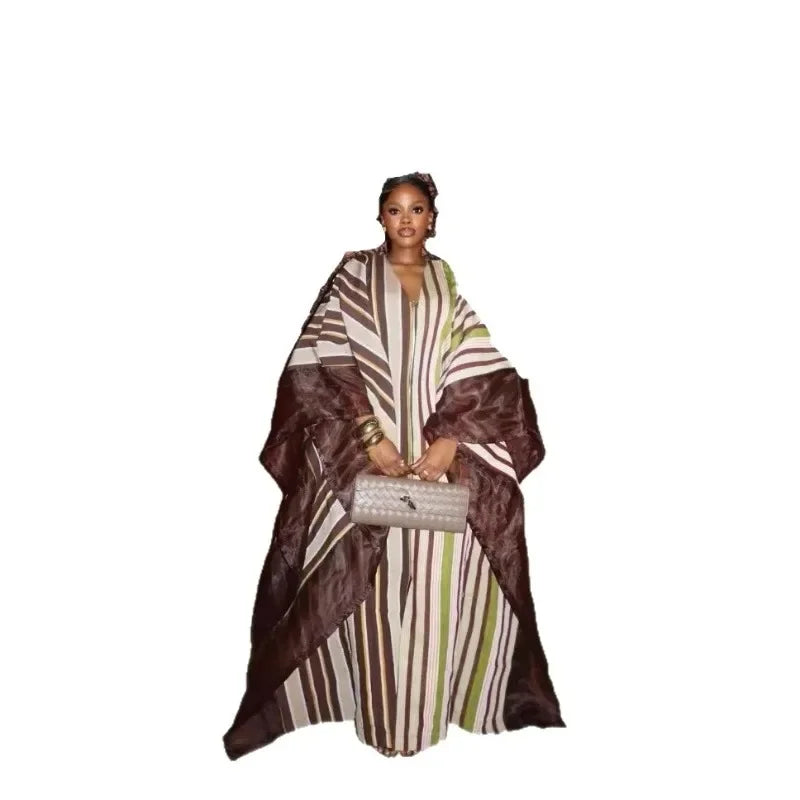 Dashiki African Dresses for Women Summer Fashion African V-neck Long Sleeve Plus Size Long Maxi Dress Kaftan Abaya Dress Outfits
