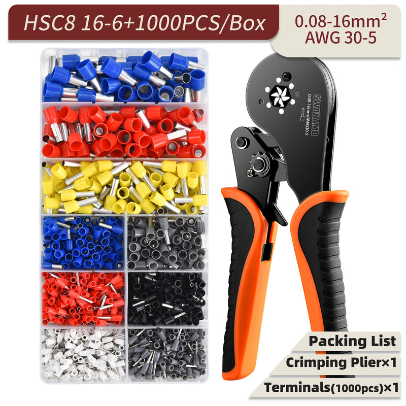 Alicate de friso terminal tubular hsc8 6-4a/16-6 (máx. 0.08-16mm2) fio crimper mini virola crimper ferramentas kit elétrico doméstico