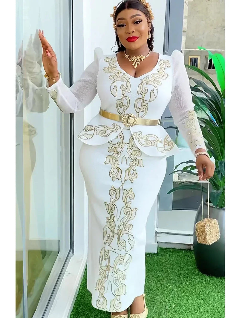 Elegant African Dresses for Women 2024 New Africa Clothing Plus Size Turkey Wedding Party Long Dress Dashiki Ankara Outfits Robe