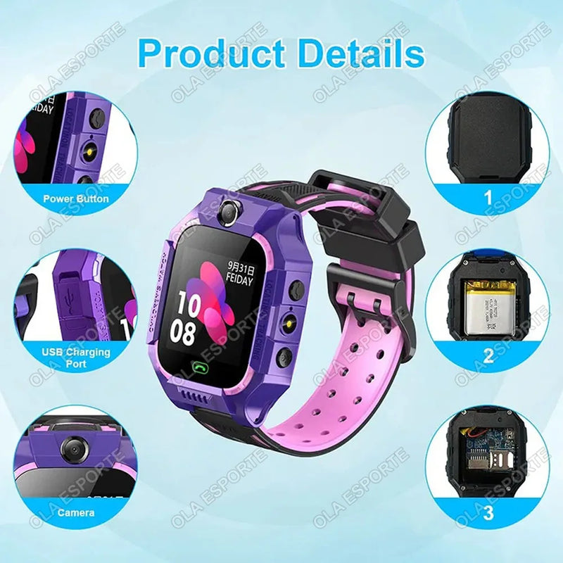 Novas crianças smartwatch gps localização rastreador sos 2g sim chamada criança relógio inteligente câmera ip67 à prova dip67 água presente para ios android novo