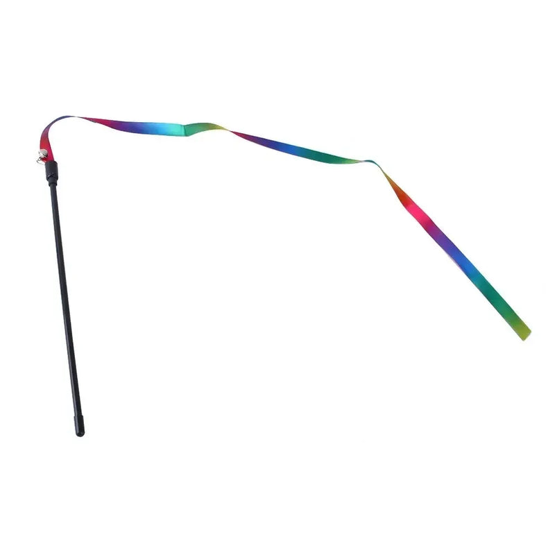 Toy Colorful Teaser Wand Double Sided Rainbow Ribbon Cat Stick Self Amusement Interactive Durable Safe Lightweight Eye Catching