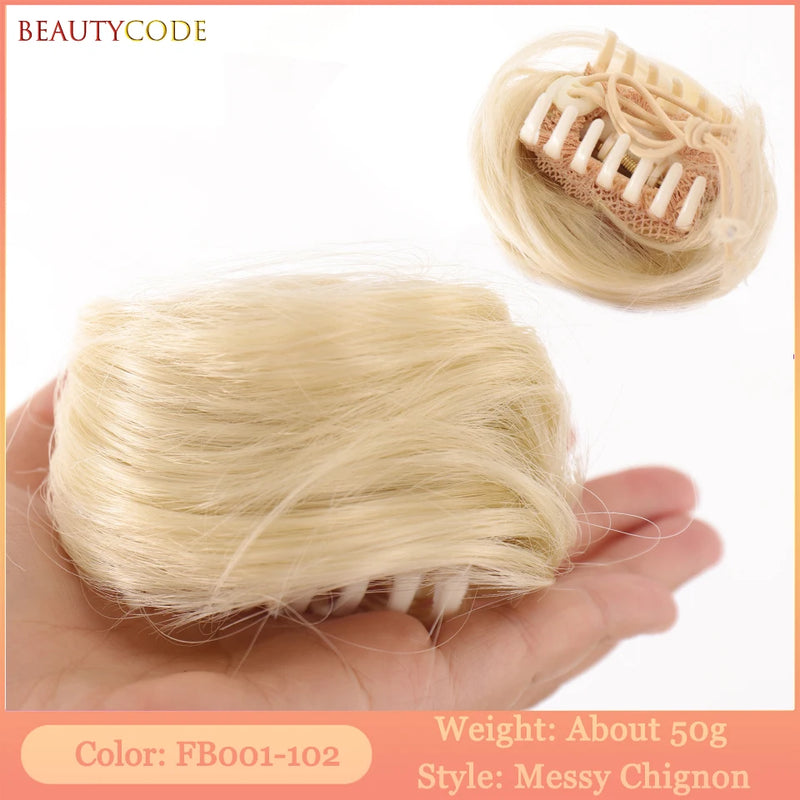 BEAUTYCODE Synthetic Clip-on Hair Bun Elastic Band Hair Messy Chignon Extension Scrunchie Hairpiece For Women and Kids