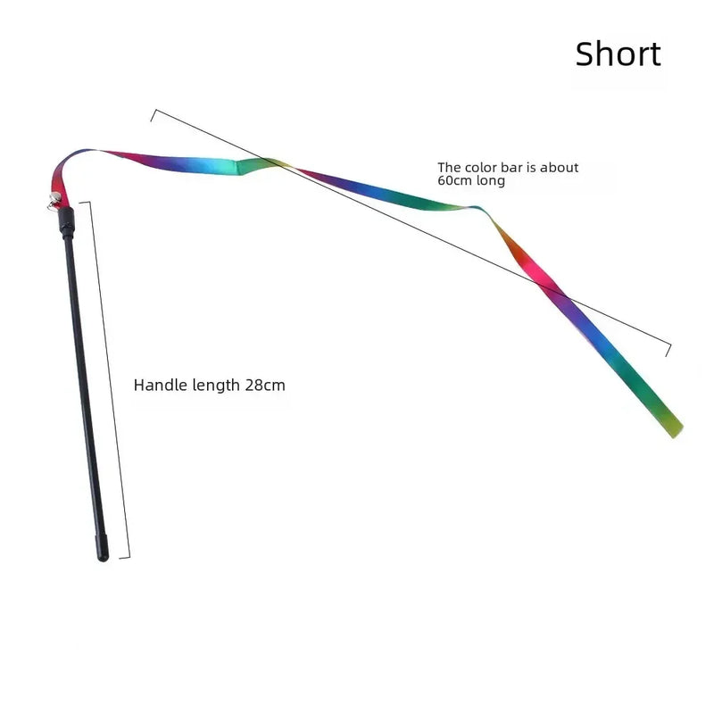 Toy Colorful Teaser Wand Double Sided Rainbow Ribbon Cat Stick Self Amusement Interactive Durable Safe Lightweight Eye Catching