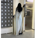 XIZEO vestidos africanos muçulmanos para mulheres dubai abaya gola redonda vestido kaftan com estampa de bolinhas, vestido maxi elegante, vestido maxi