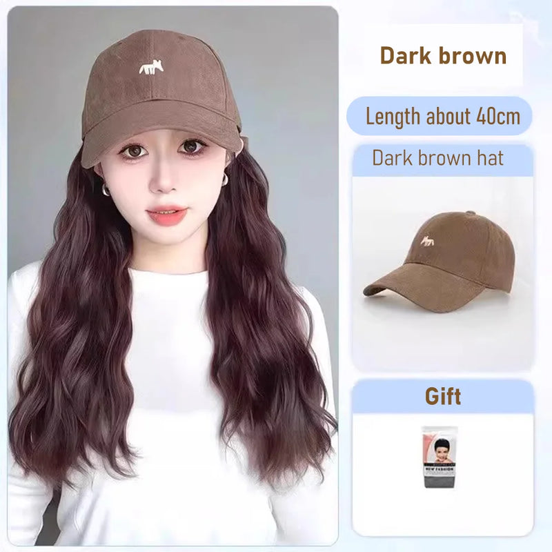 synthetic 30/40cm45cm wig baseball cap long straight hair wig duck tongue cap bobble head curly hair ponytail bob Christmas gift
